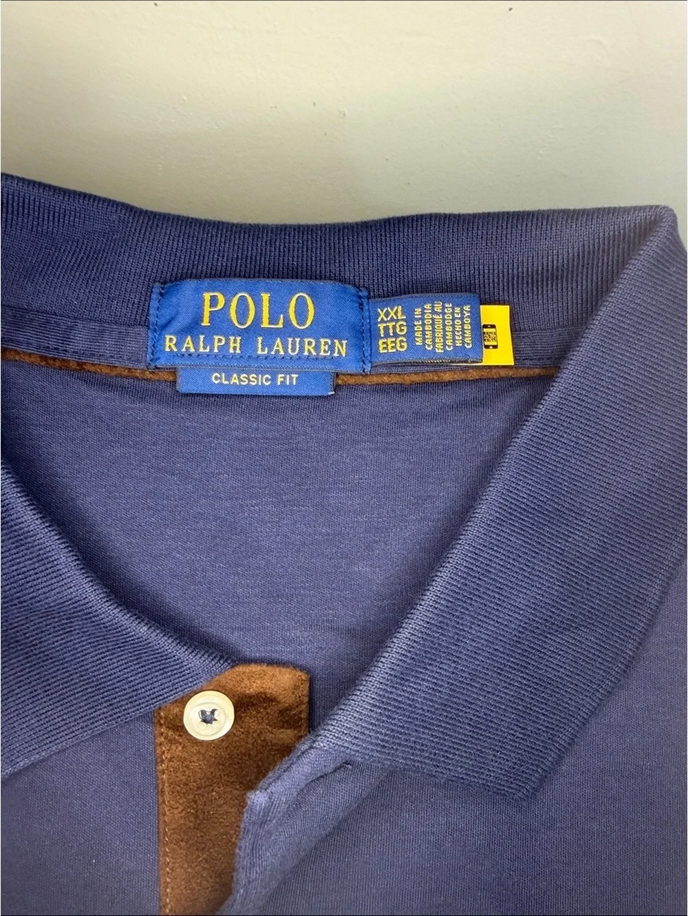 Polo by Ralph Lauren Long Sleeve Polo Shirt - Navy with Tan Accents